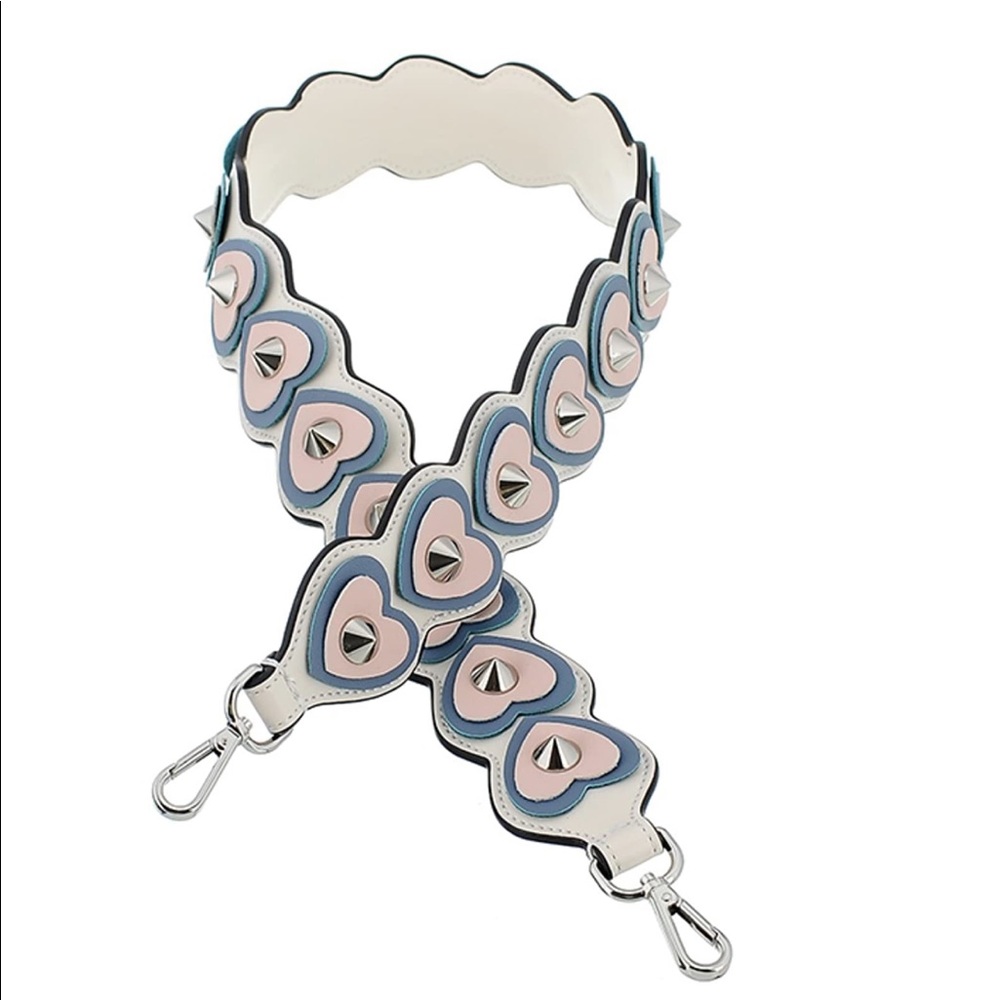 Heart Pattern Purse Strap White Blue Pink